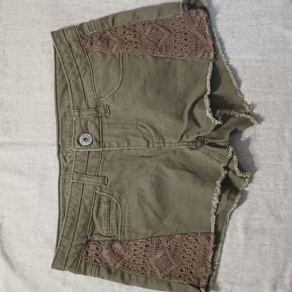 Vanilla Star Premium Size 3 Army Green Shorts 5 Pocket w/Crochet Accent Sides